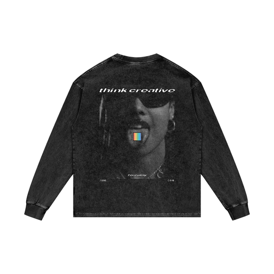 Think Creative - Acid Wash Oversize Long Sleeve